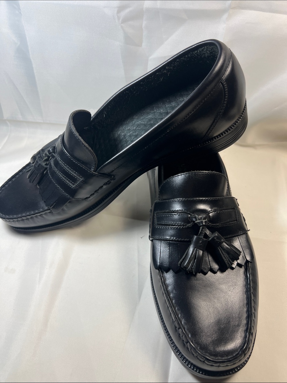 Hush Puppies Black Leather Tassel Loafers for Men